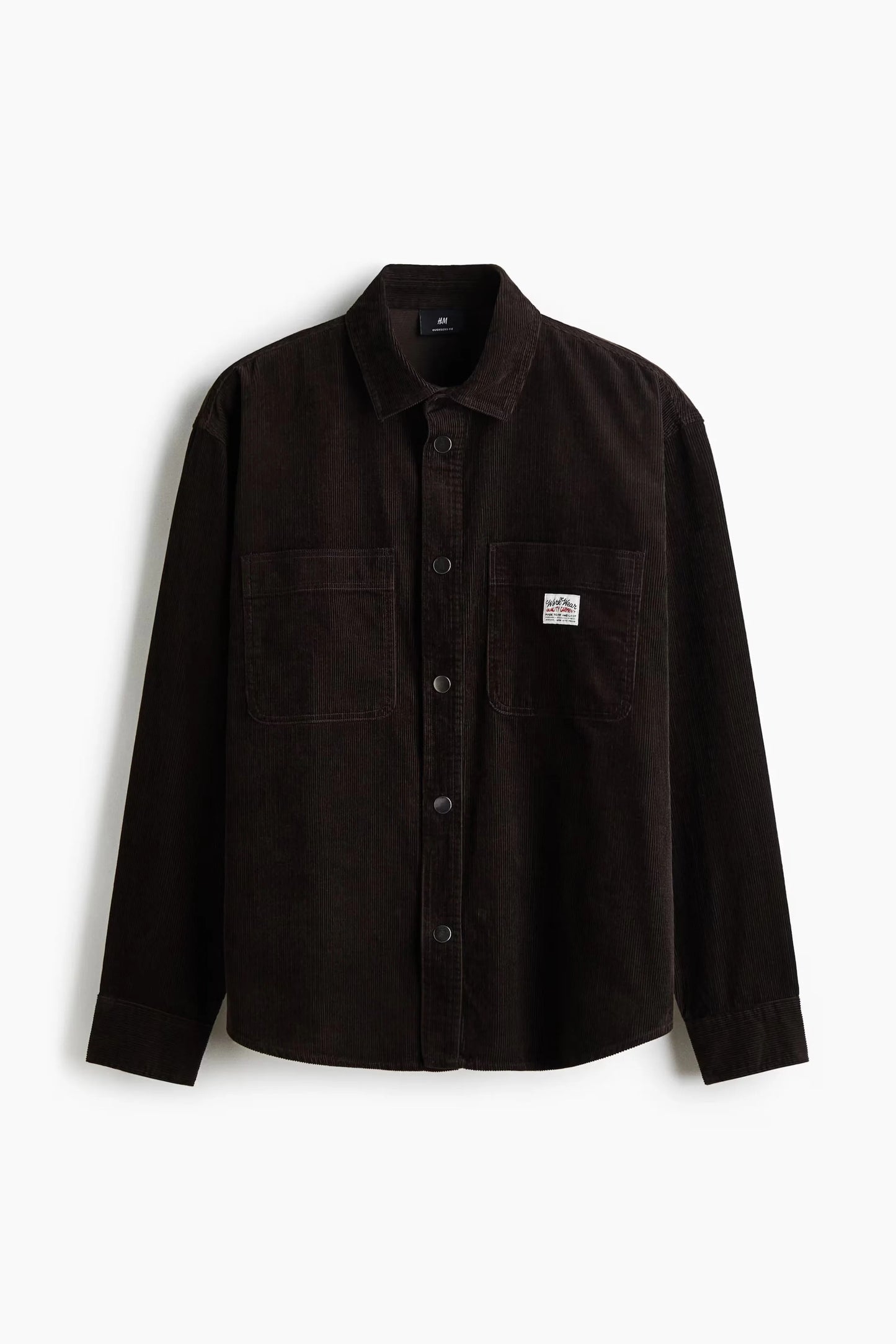 Corduroy Overshirt Jacket in Dark Brown | Snap Button Workwear Style