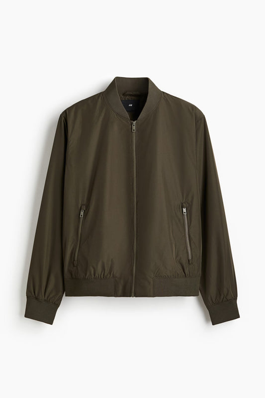 Lightweight Bomber Jacket in Olive | Minimalist Zip-Up Outerwear