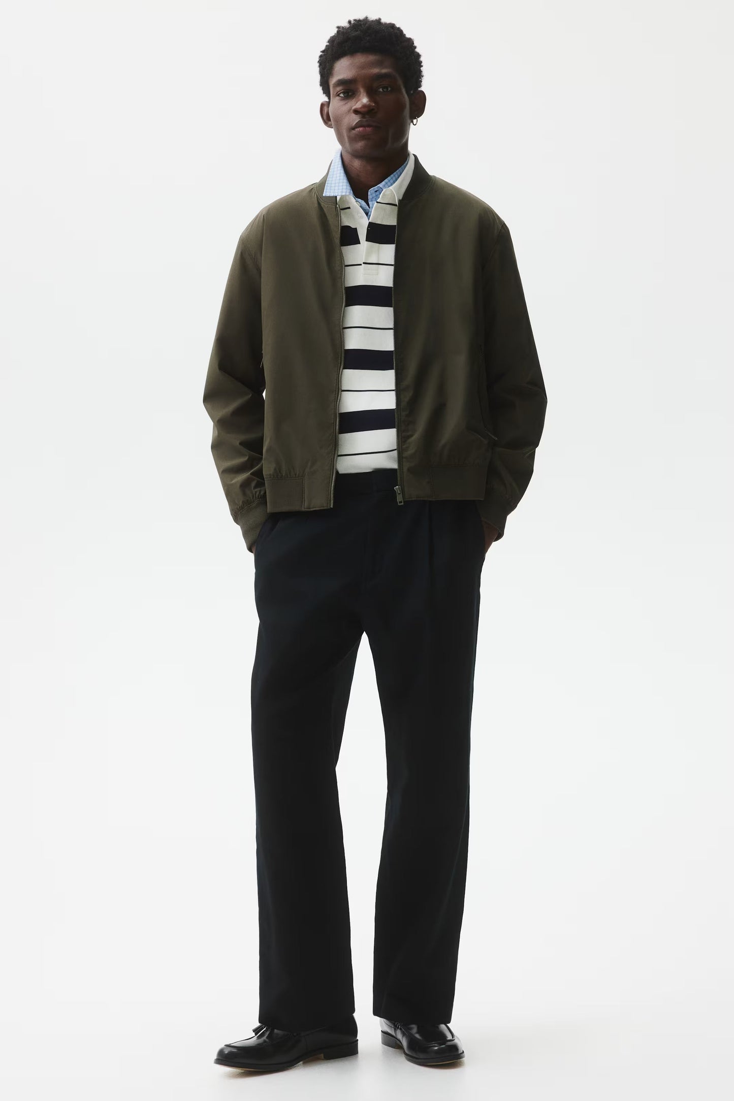 Lightweight Bomber Jacket in Olive | Minimalist Zip-Up Outerwear