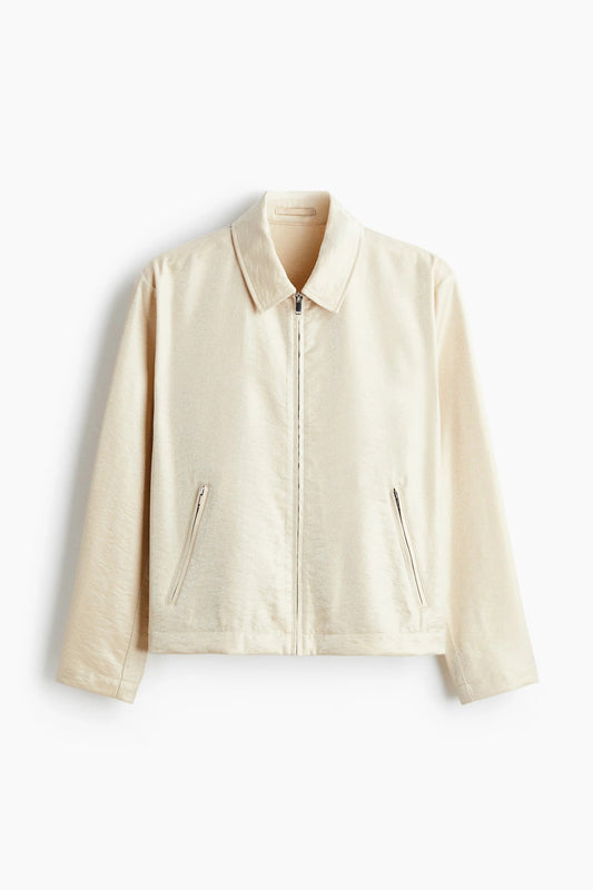Lightweight Zip Jacket in Cream | Minimalist Casual Outerwear