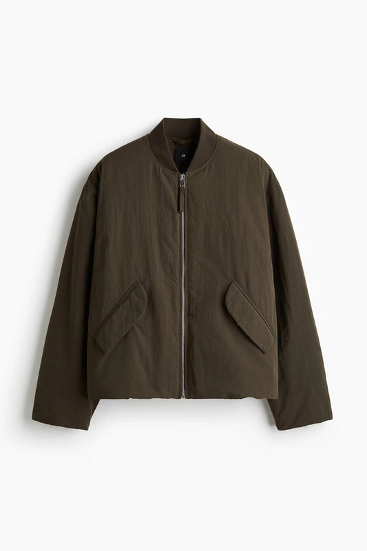 Lightweight Bomber Jacket in Olive | Minimalist Zip-Up Outerwear