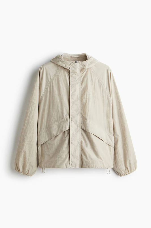 Lightweight Hooded Jacket in Off-White | Minimalist Windbreaker