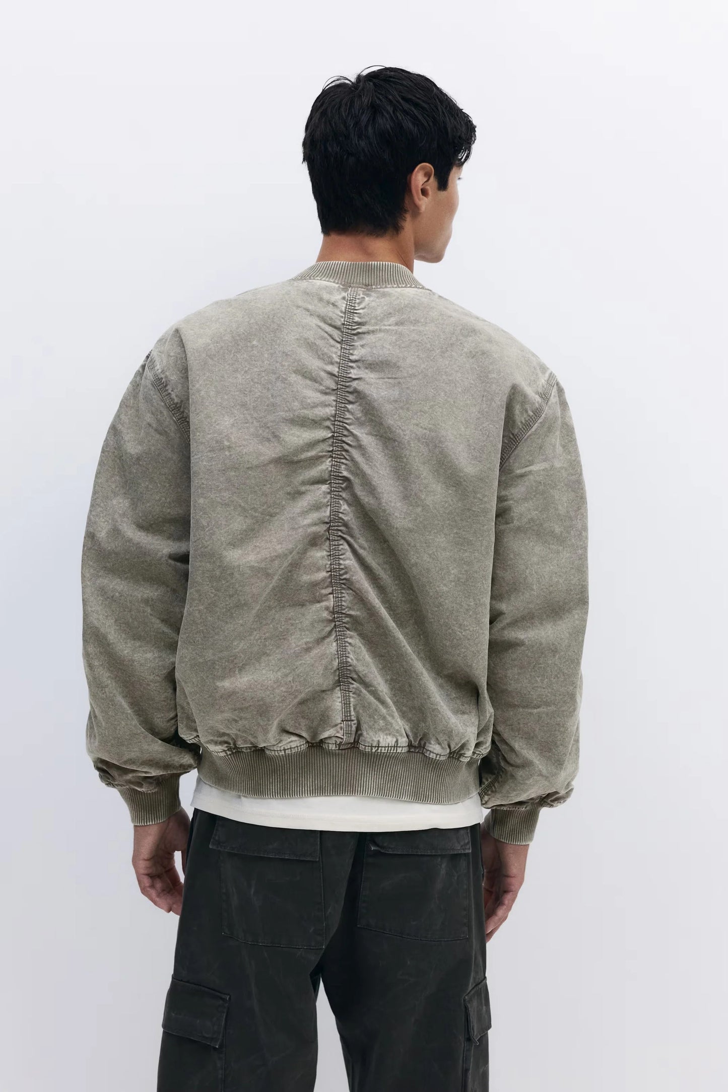 Washed Bomber Jacket | Vintage Zip-Up Casual Jacket