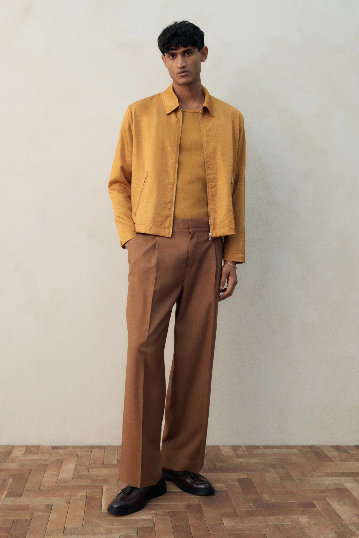 Lightweight Zip Jacket in Tan | Minimalist Casual Outerwear