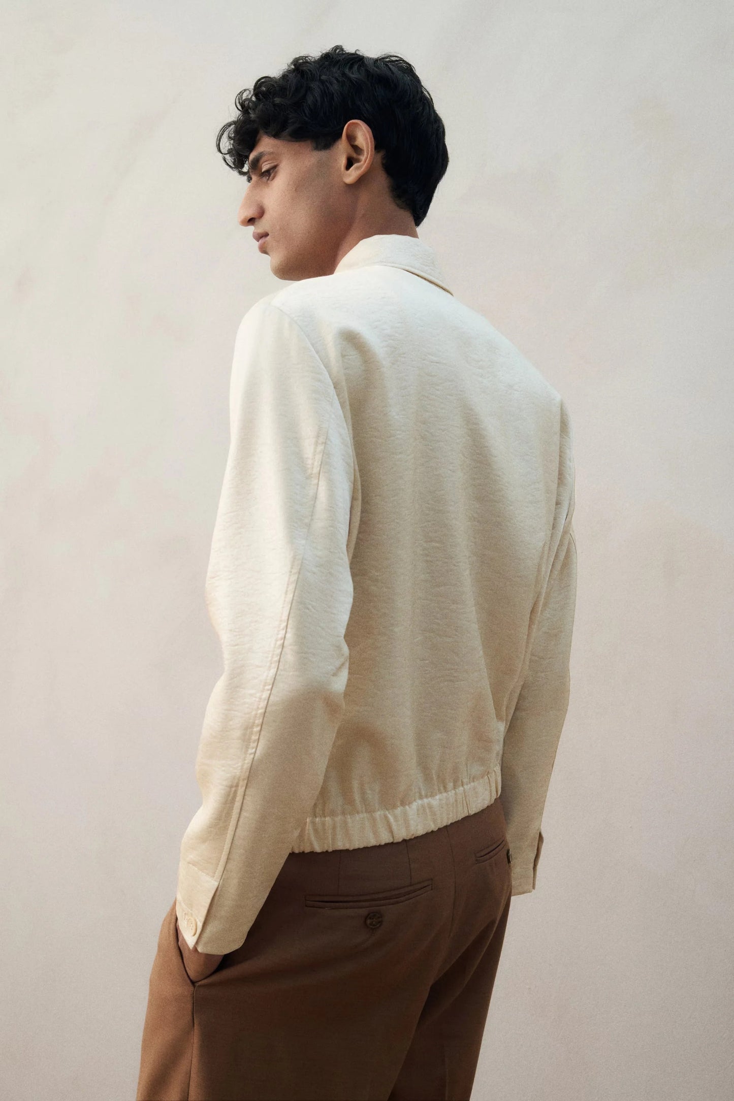 Lightweight Zip Jacket in Cream | Minimalist Casual Outerwear