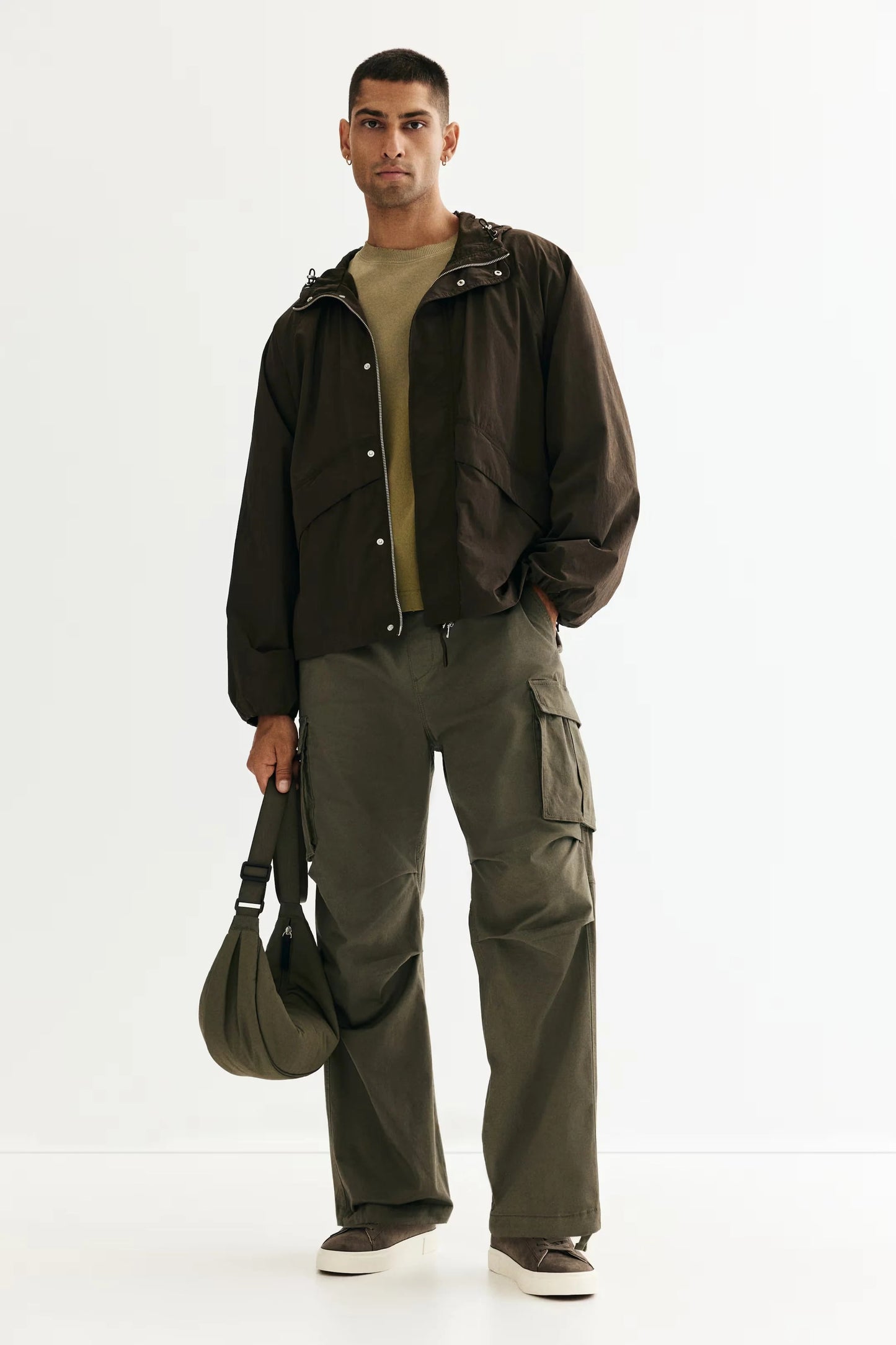 Lightweight Hooded Jacket in Dark Brown | Minimalist Windbreaker