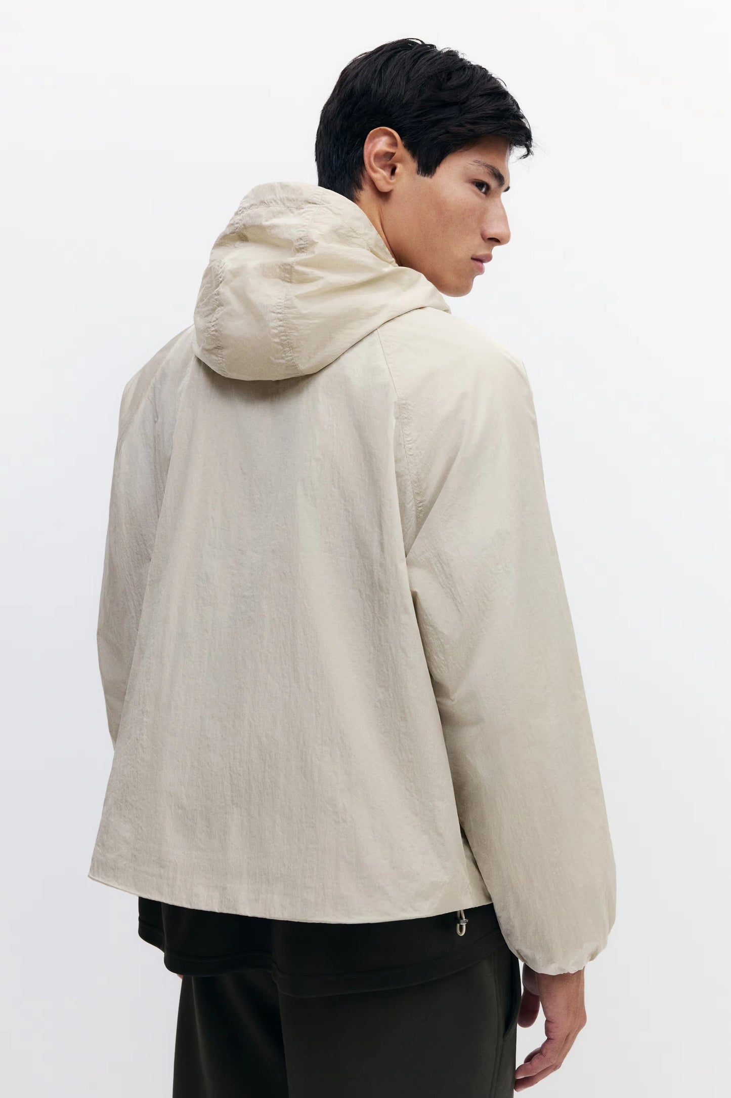 Lightweight Hooded Jacket in Off-White | Minimalist Windbreaker