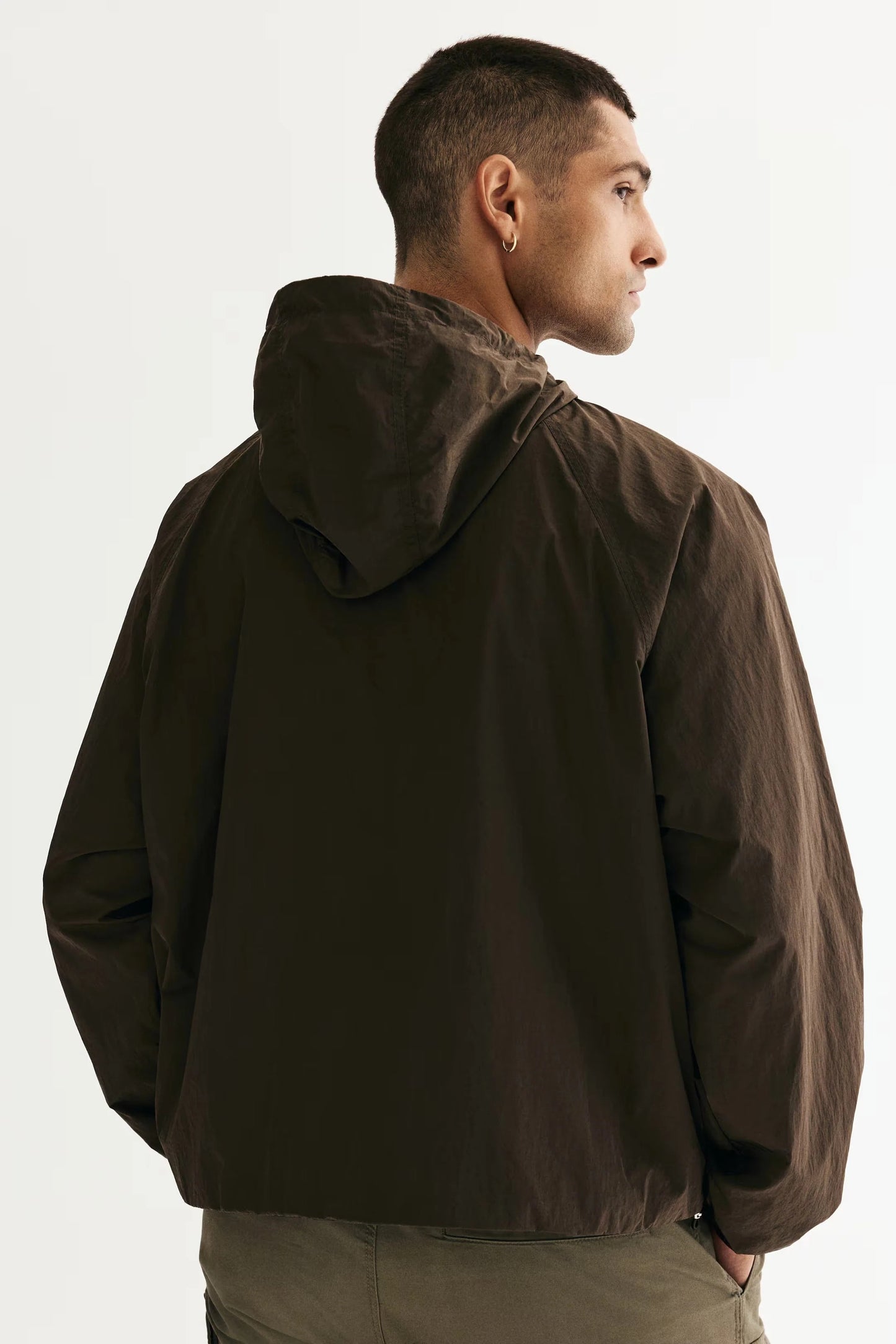 Lightweight Hooded Jacket in Dark Brown | Minimalist Windbreaker